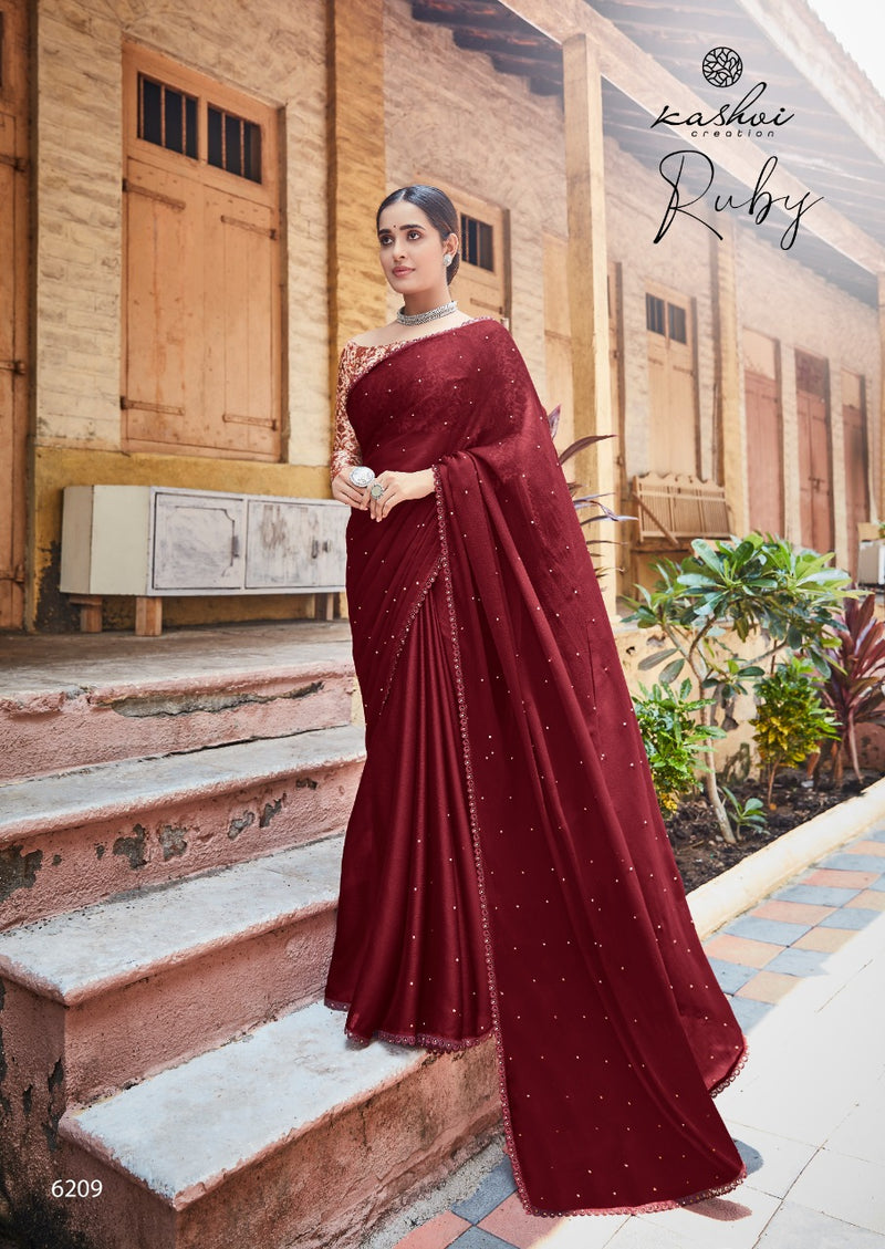 Kashvi Creation Ruby Moss Chiffon Beautiful Collections Of Fancy Sarees