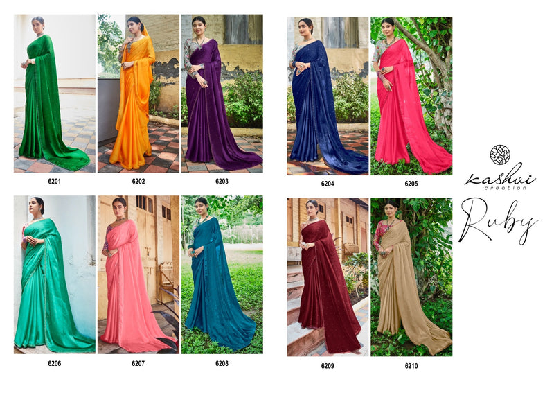 Kashvi Creation Ruby Moss Chiffon Beautiful Collections Of Fancy Sarees