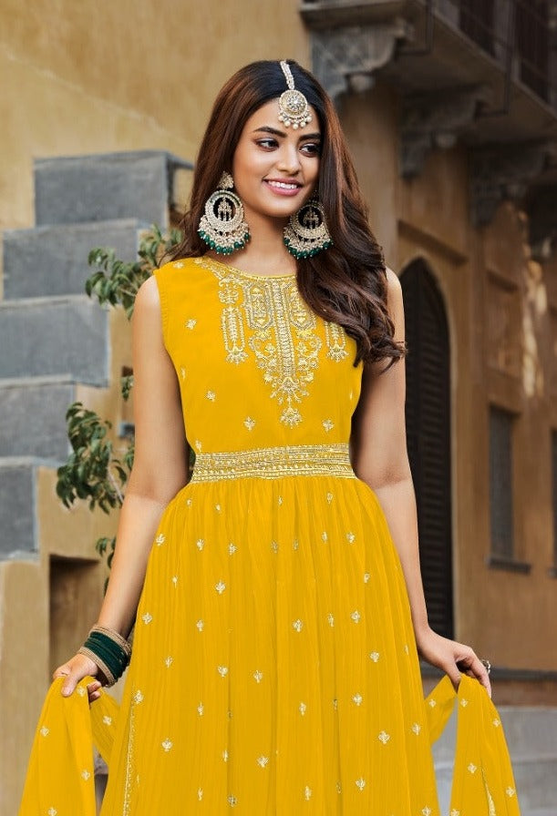 Your Choice Ruby Georgette With Heavy Embroidery Work Stylish Designer Festive Wear Fancy Kurti