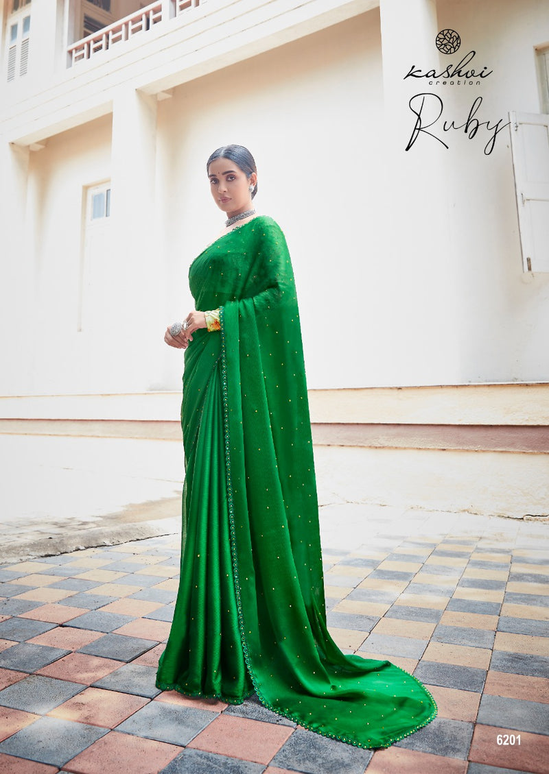 Kashvi Creation Ruby Moss Chiffon Beautiful Collections Of Fancy Sarees