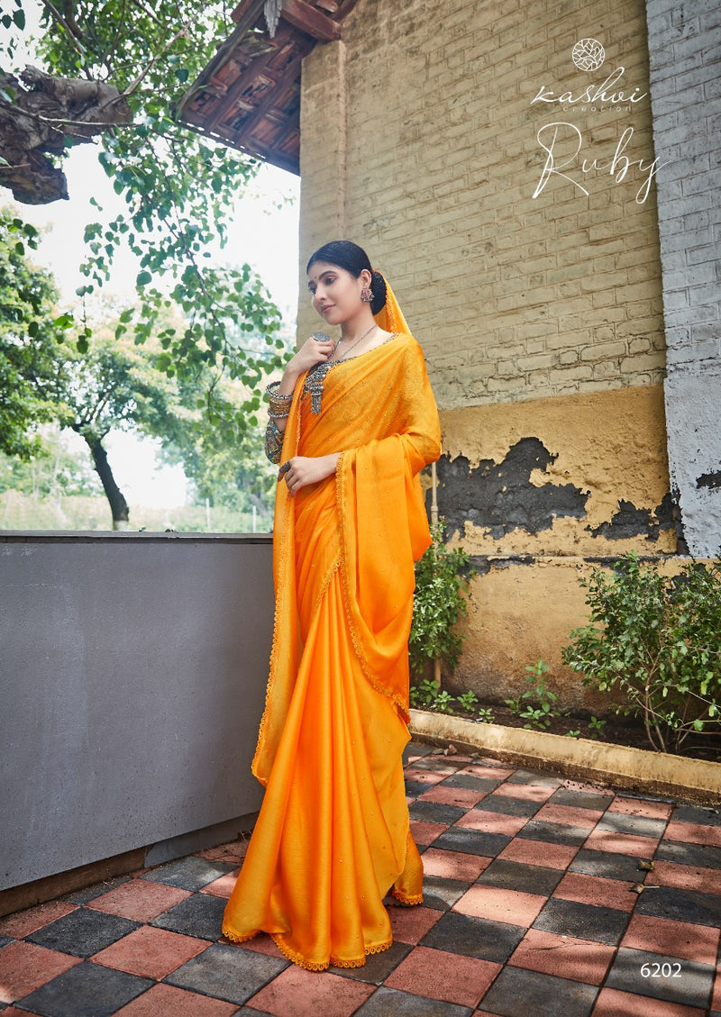 Kashvi Creation Ruby Moss Chiffon Beautiful Collections Of Fancy Sarees