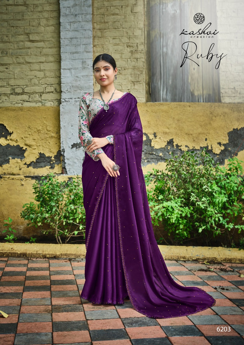 Kashvi Creation Ruby Moss Chiffon Beautiful Collections Of Fancy Sarees