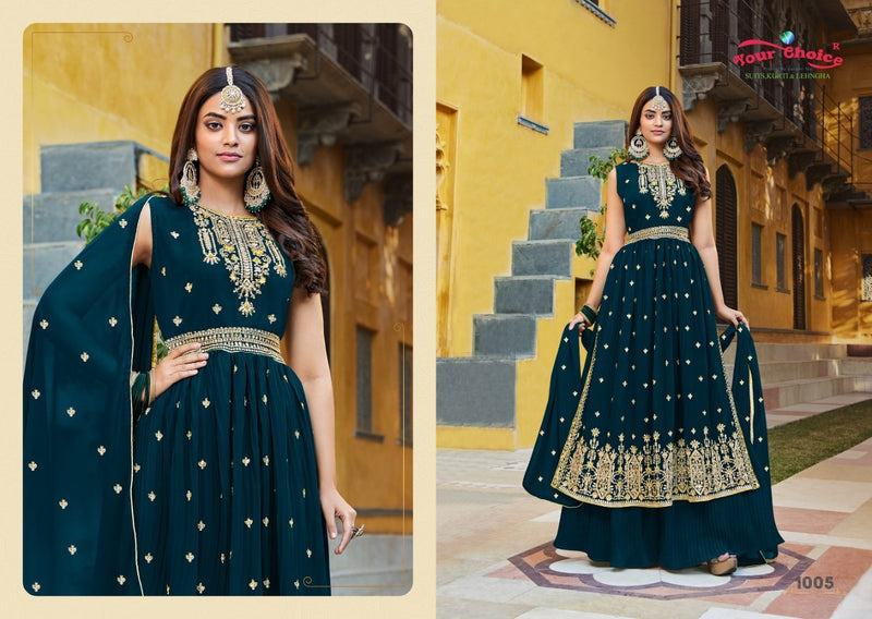 Your Choice Ruby Georgette With Heavy Embroidery Work Stylish Designer Festive Wear Fancy Kurti