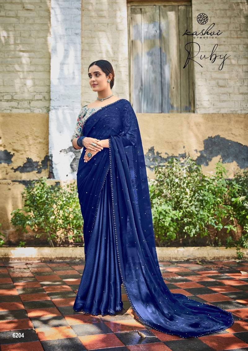 Kashvi Creation Ruby Moss Chiffon Beautiful Collections Of Fancy Sarees
