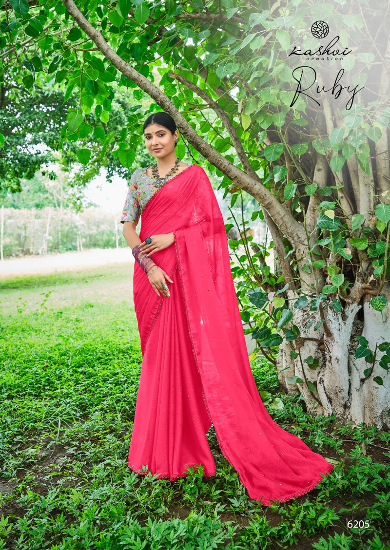 Kashvi Creation Ruby Moss Chiffon Beautiful Collections Of Fancy Sarees