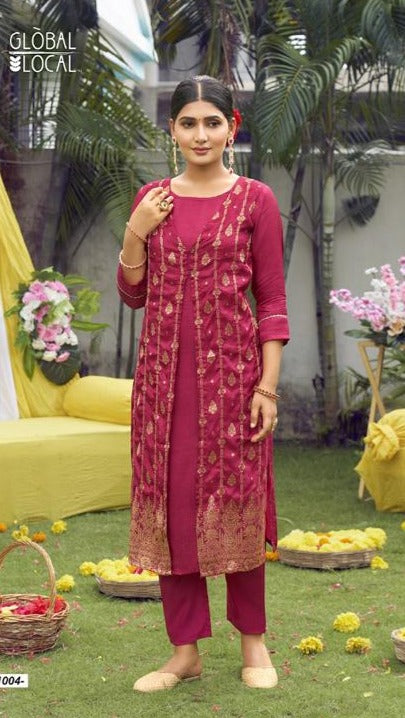 Global Local Ruchi Viscose With Fancy Work Stylish Designer Party Wear Fancy Kurti