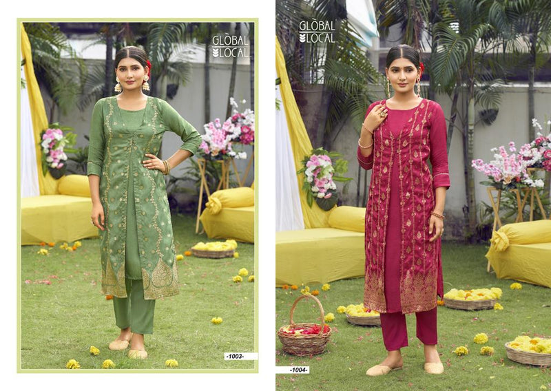 Global Local Ruchi Viscose With Fancy Work Stylish Designer Party Wear Fancy Kurti