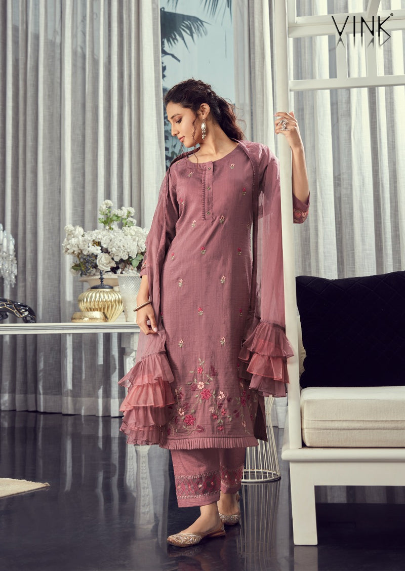 Vink Ruffles Vol 3 Silk  Fancy Designer Party Wear Kurtis With Dupatta & Bottom