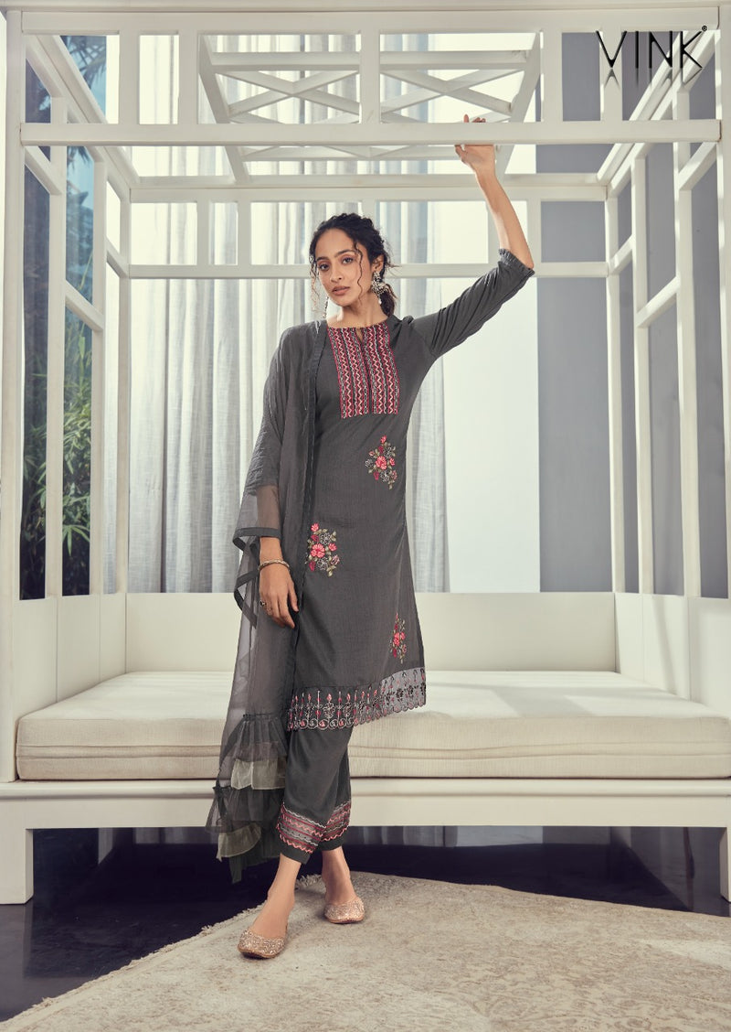 Vink Ruffles Vol 3 Silk  Fancy Designer Party Wear Kurtis With Dupatta & Bottom