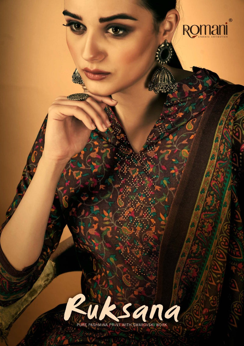Romani Ruksana Pashmina With Heavy Embroidery Work Stylish Designer Casual Look Salwar Kameez