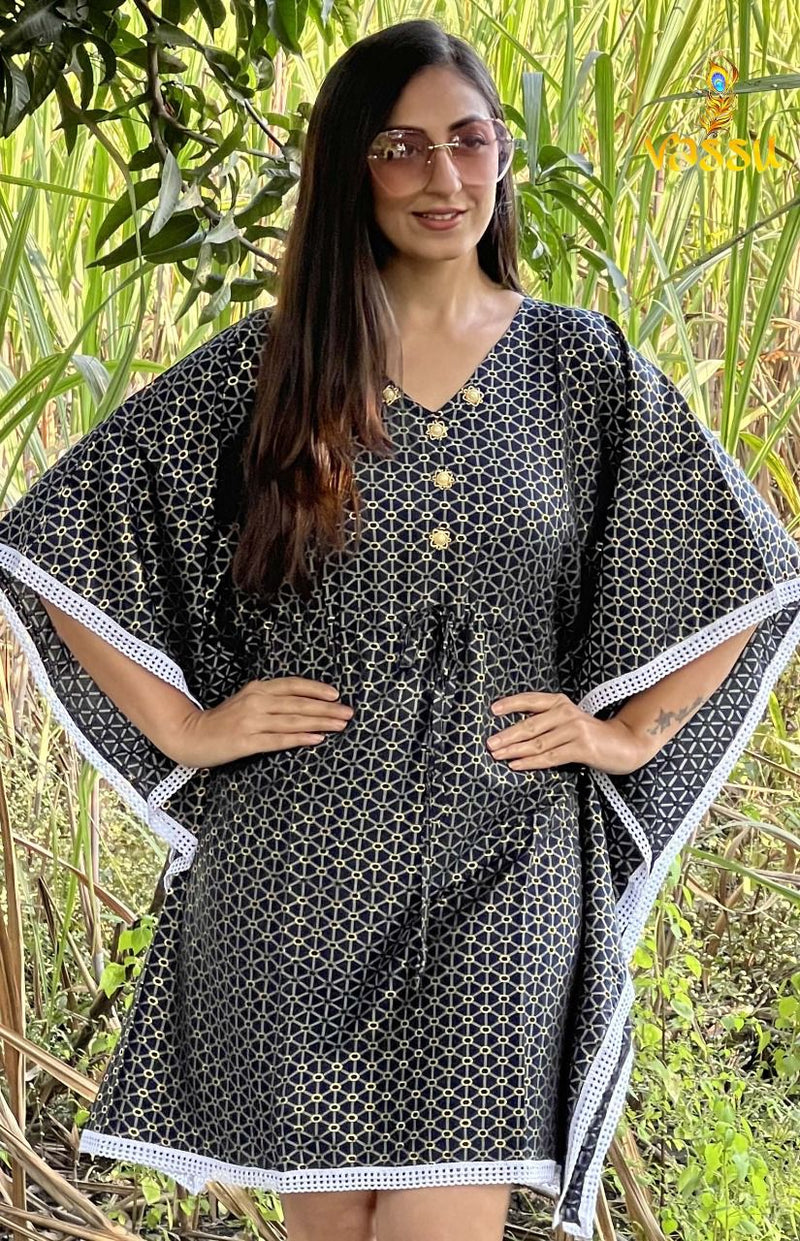 Vassu Rung Muslin Printed Fancy Stylish Western Wear Short kaftan Kurtis
