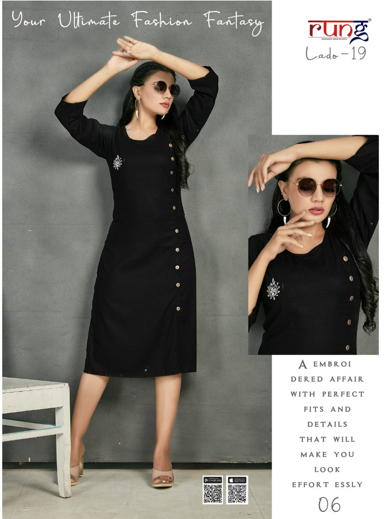 Rung Lado Vol 19 Heavy Rayon with Manual Work Stylish Designer Kurti