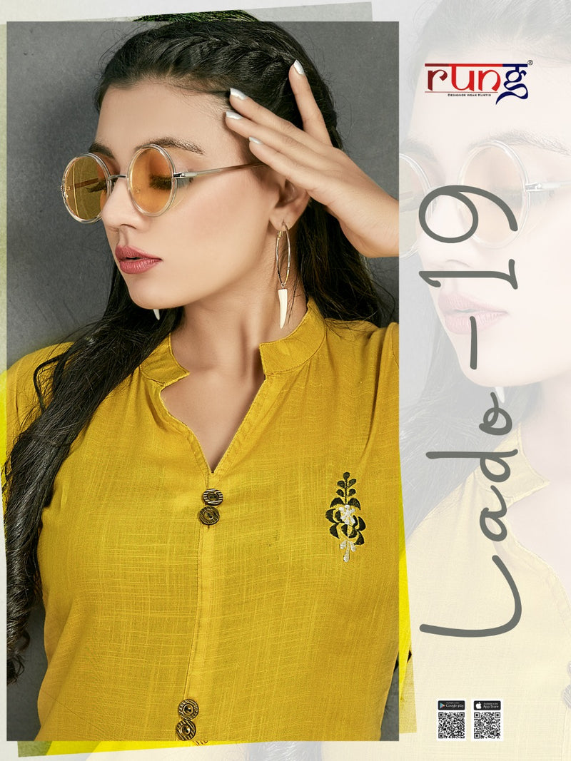 Rung Lado Vol 19 Heavy Rayon with Manual Work Stylish Designer Kurti