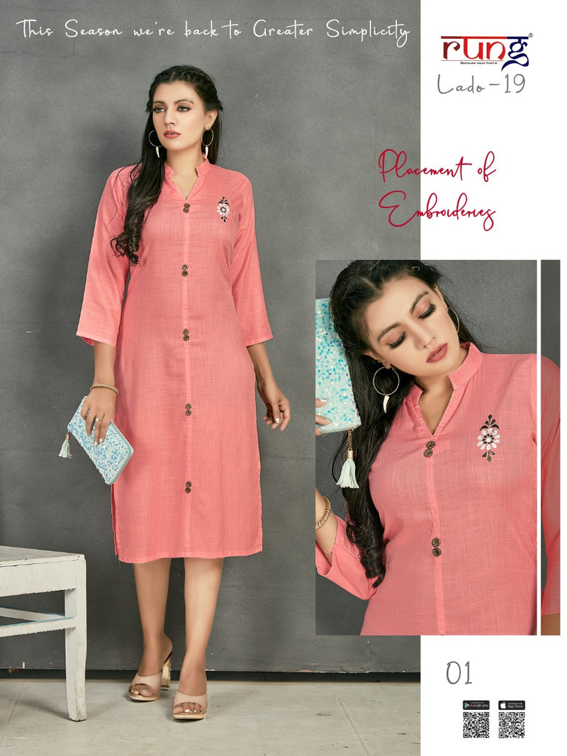 Rung Lado Vol 19 Heavy Rayon with Manual Work Stylish Designer Kurti
