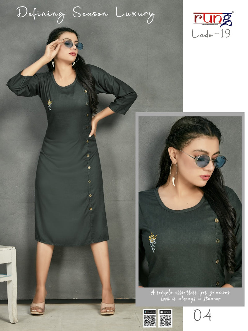 Rung Lado Vol 19 Heavy Rayon with Manual Work Stylish Designer Kurti