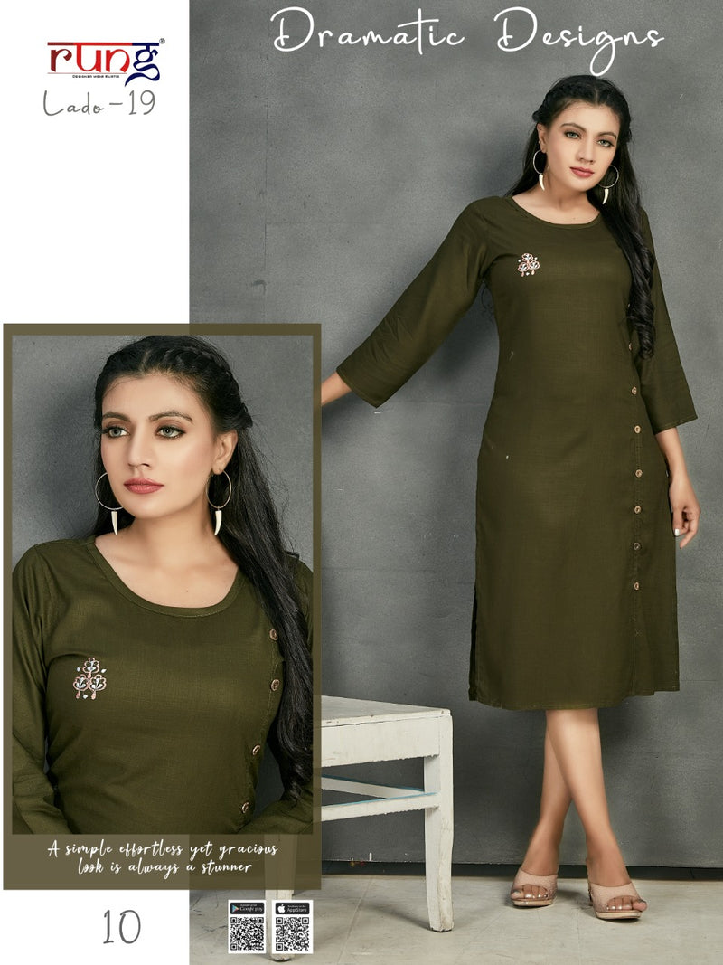 Rung Lado Vol 19 Heavy Rayon with Manual Work Stylish Designer Kurti