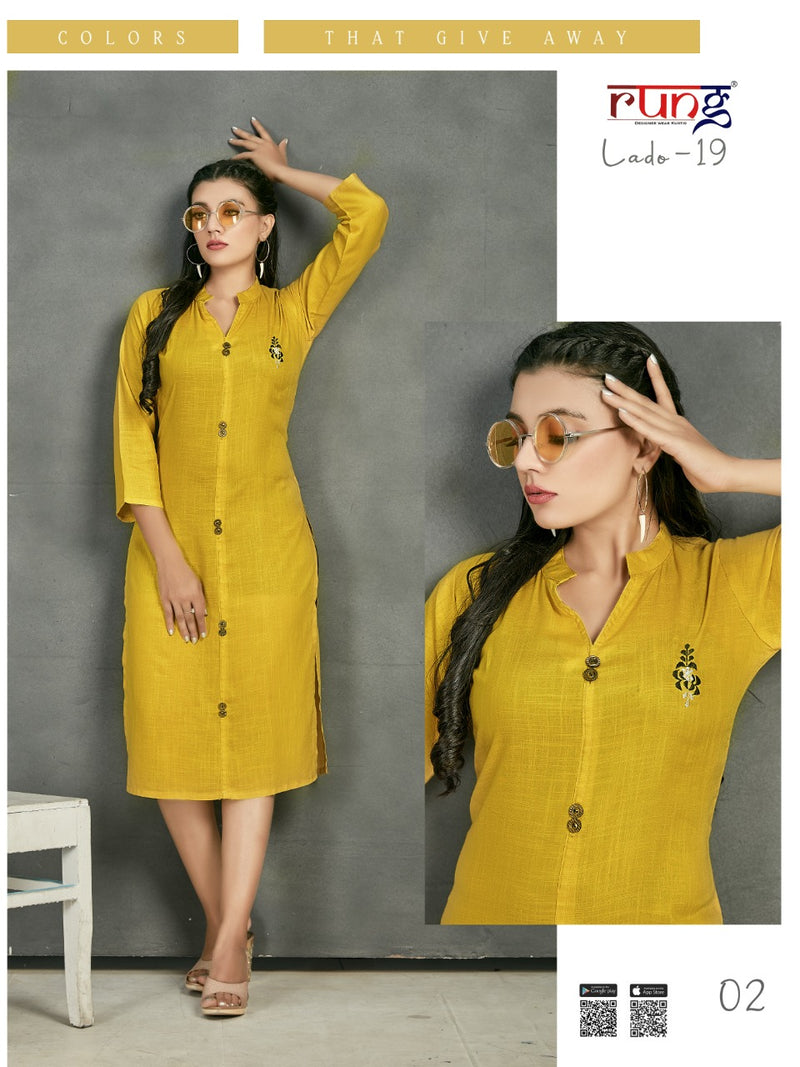 Rung Lado Vol 19 Heavy Rayon with Manual Work Stylish Designer Kurti