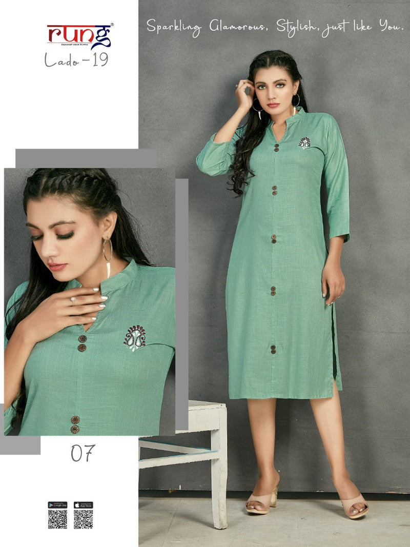 Rung Lado Vol 19 Heavy Rayon with Manual Work Stylish Designer Kurti