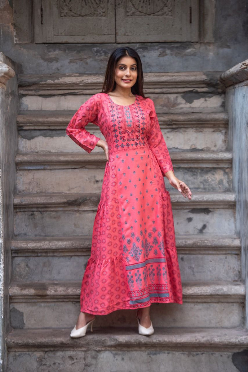 MF Rupa Fancy Long Frock Style Party Wear Kurtis
