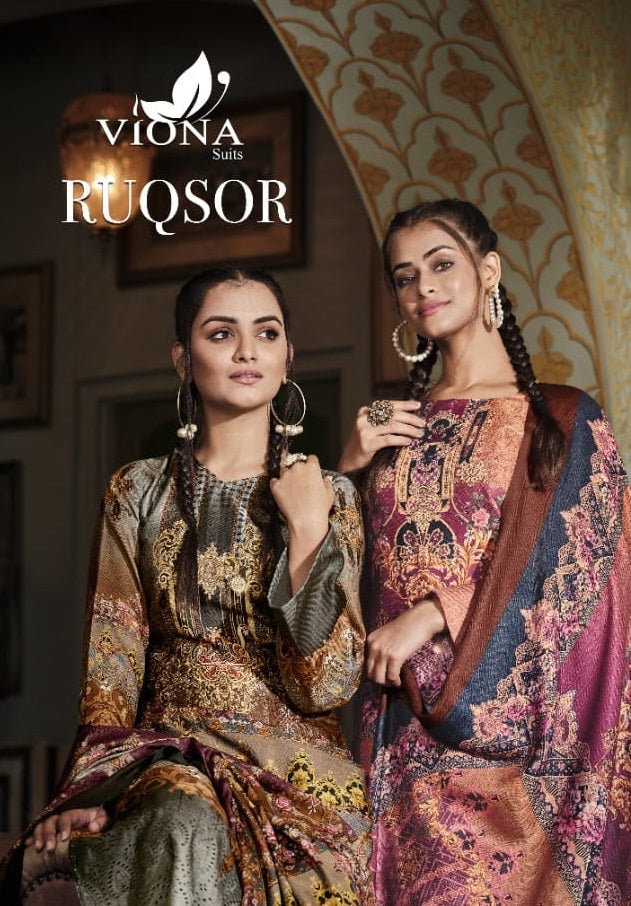 Viona Suit Ruqsor Pashmina Printed With Heavy Embroidery Work Stylish Designer Pakistani Salwar Suit