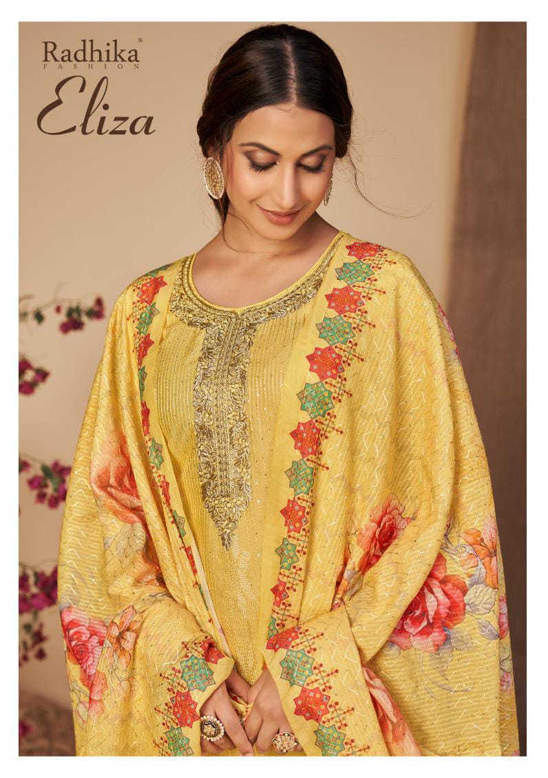 Radhika Azara Eliza Pure Viscose Chanderi With Self Embroidered Work Salwar Suit