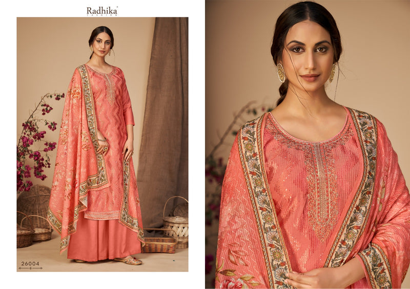 Radhika Azara Eliza Pure Viscose Chanderi With Self Embroidered Work Salwar Suit