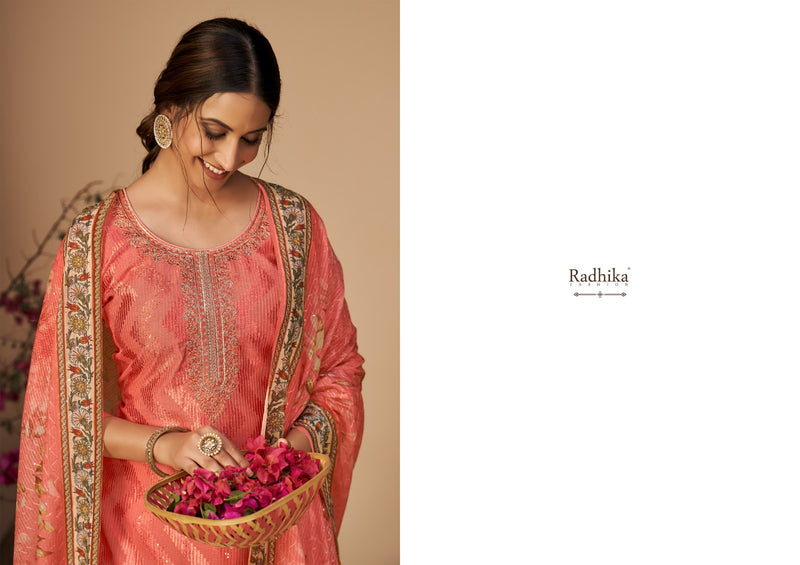 Radhika Azara Eliza Pure Viscose Chanderi With Self Embroidered Work Salwar Suit