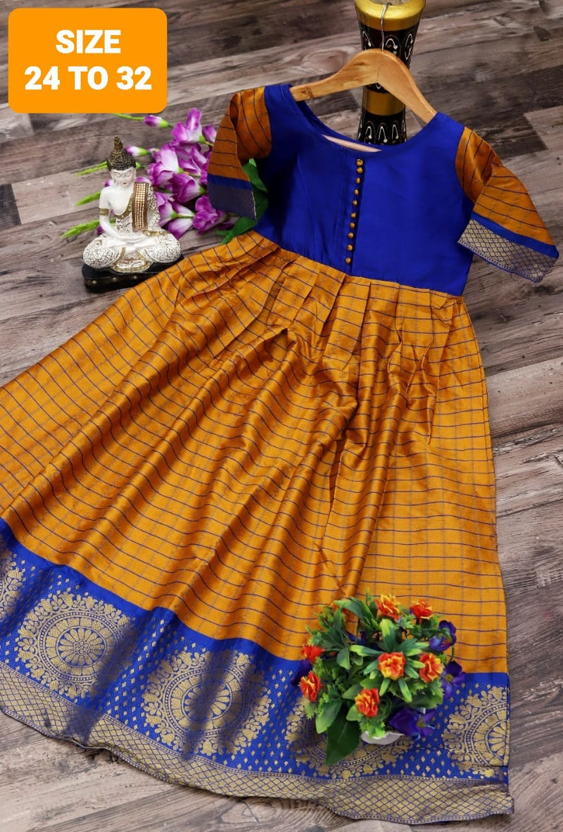 Rahul Nx Kids Gown Banarasi Silk Readymade Catlog Gown