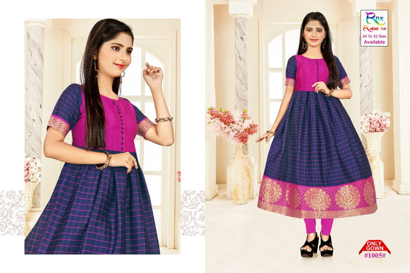 Rahul Nx Kids Gown Banarasi Silk Readymade Catlog Gown