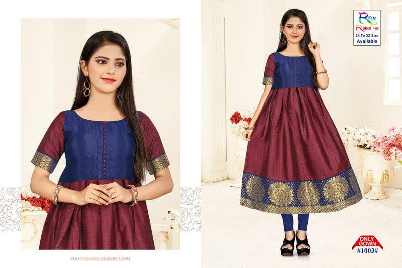 Rahul Nx Kids Gown Banarasi Silk Readymade Catlog Gown