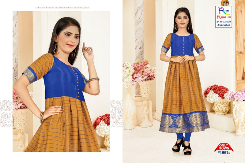 Rahul Nx Kids Gown Banarasi Silk Readymade Catlog Gown