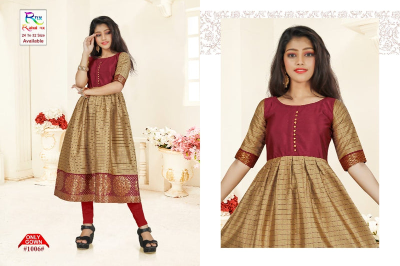 Rahul Nx Kids Gown Banarasi Silk Readymade Catlog Gown