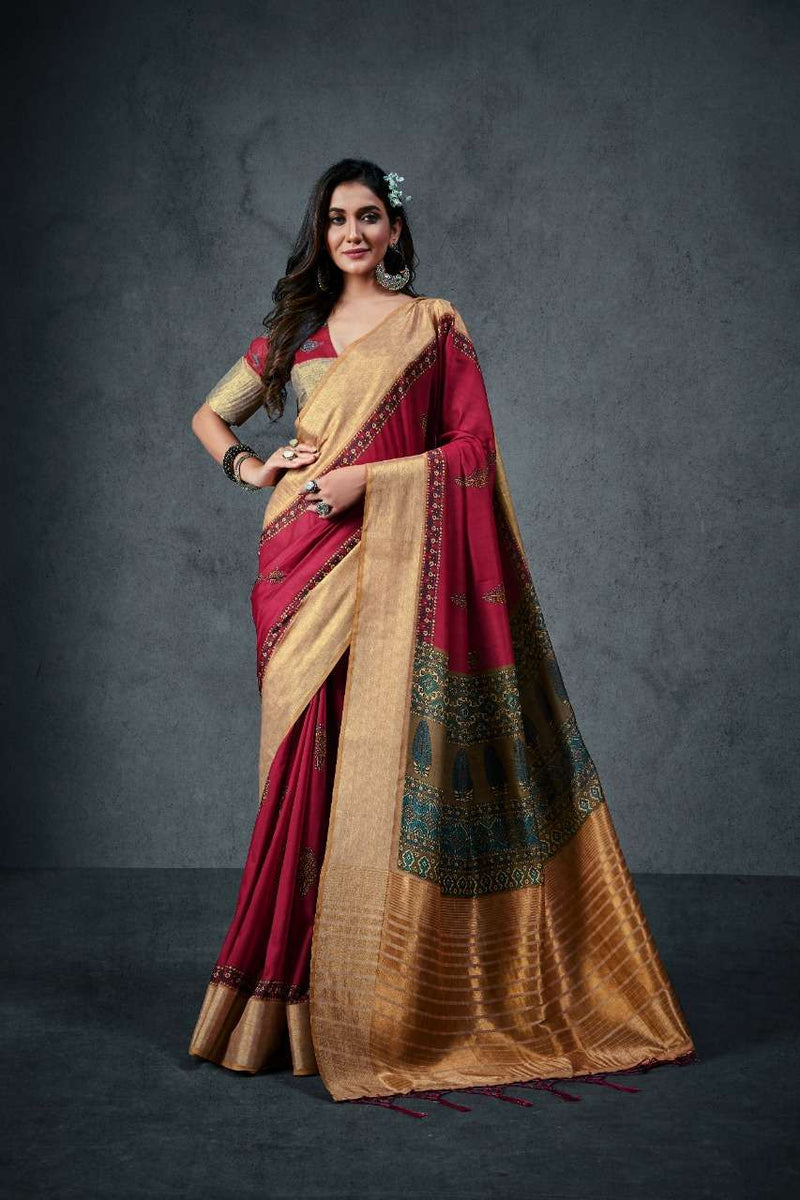 Rajyog Fabrics Aajarakh Silk Soft Cotton With Lagdi Patta Saree