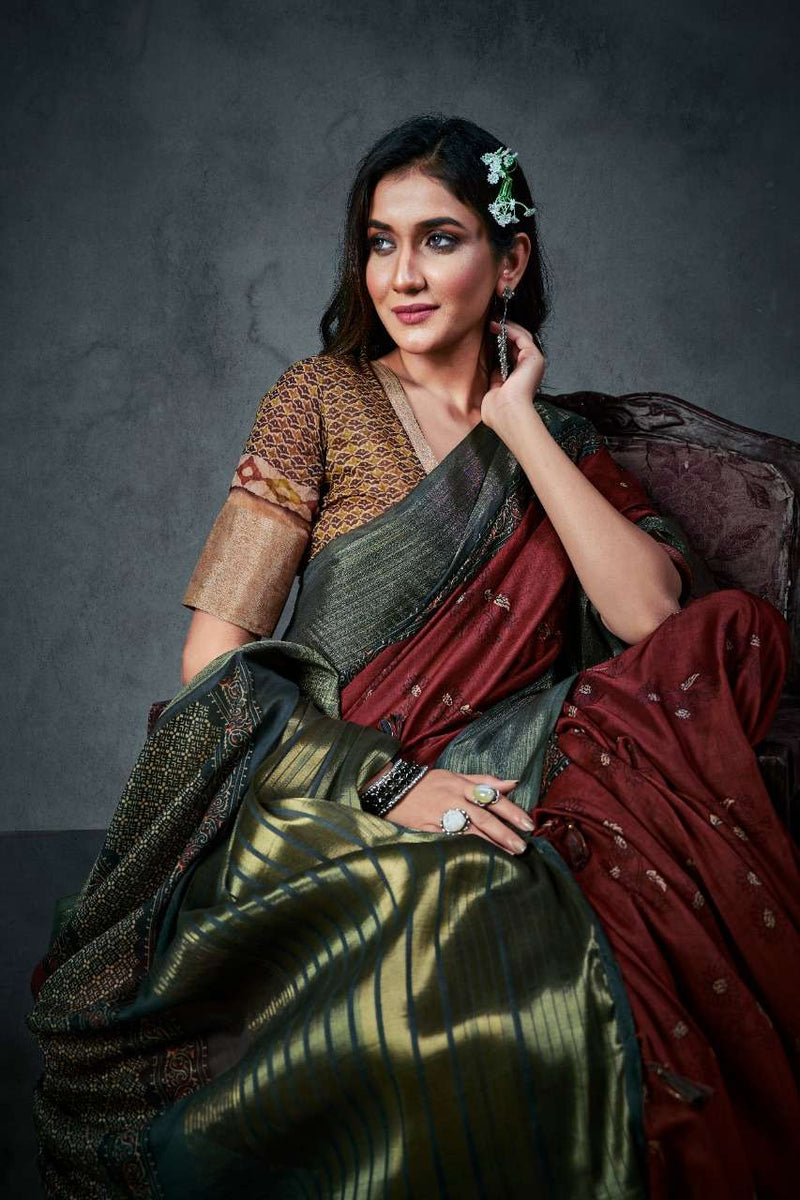 Rajyog Fabrics Aajarakh Silk Soft Cotton With Lagdi Patta Saree