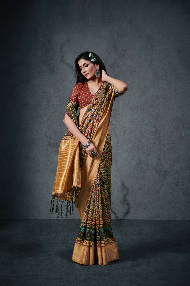 Rajyog Fabrics Aajarakh Silk Soft Cotton With Lagdi Patta Saree