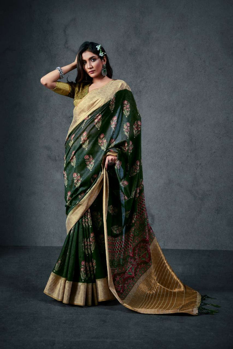 Rajyog Fabrics Aajarakh Silk Soft Cotton With Lagdi Patta Saree