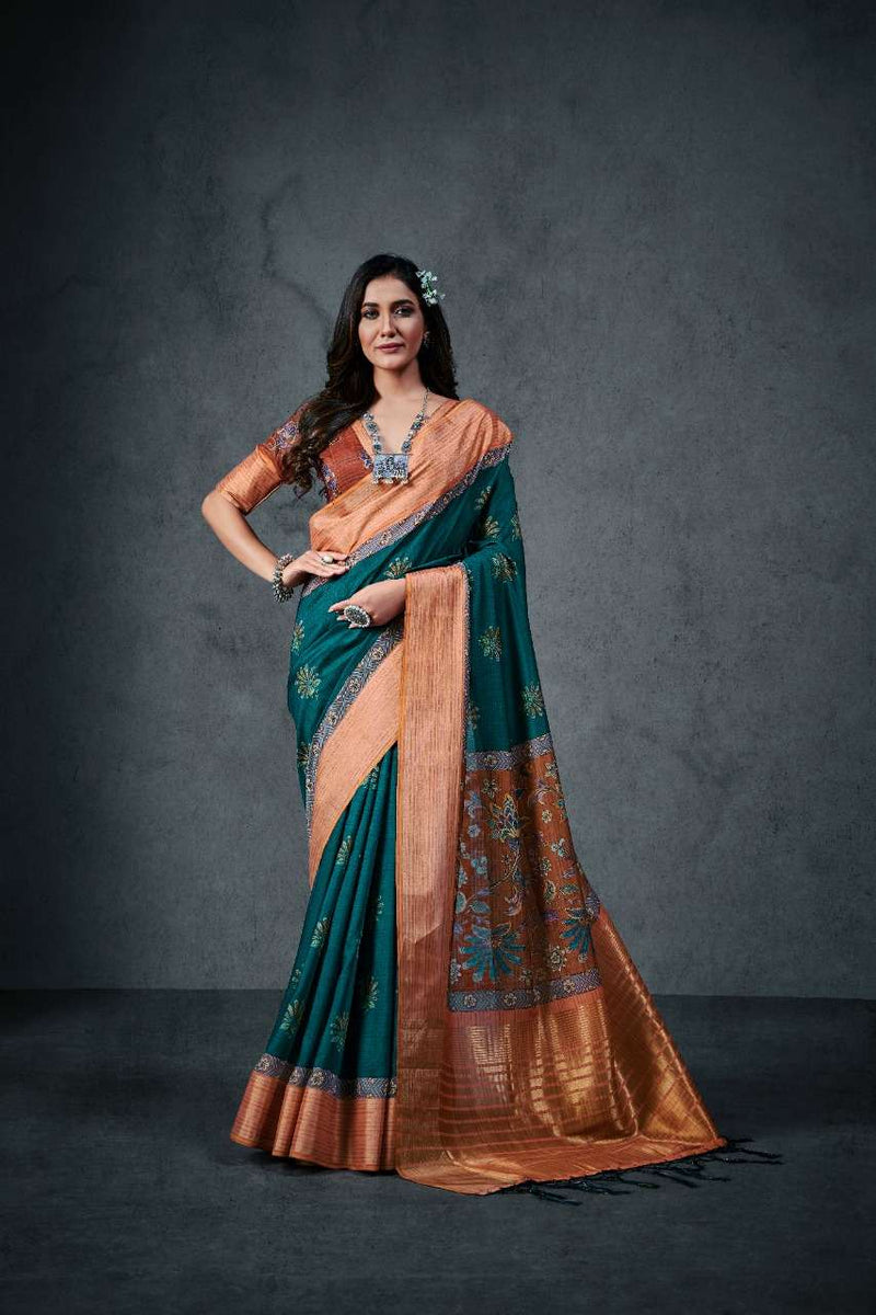 Rajyog Fabrics Aajarakh Silk Soft Cotton With Lagdi Patta Saree