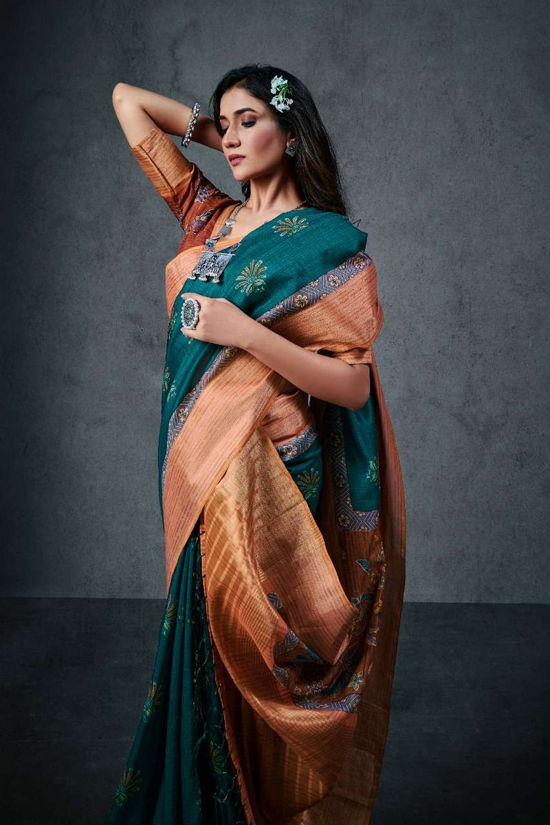 Rajyog Fabrics Aajarakh Silk Soft Cotton With Lagdi Patta Saree