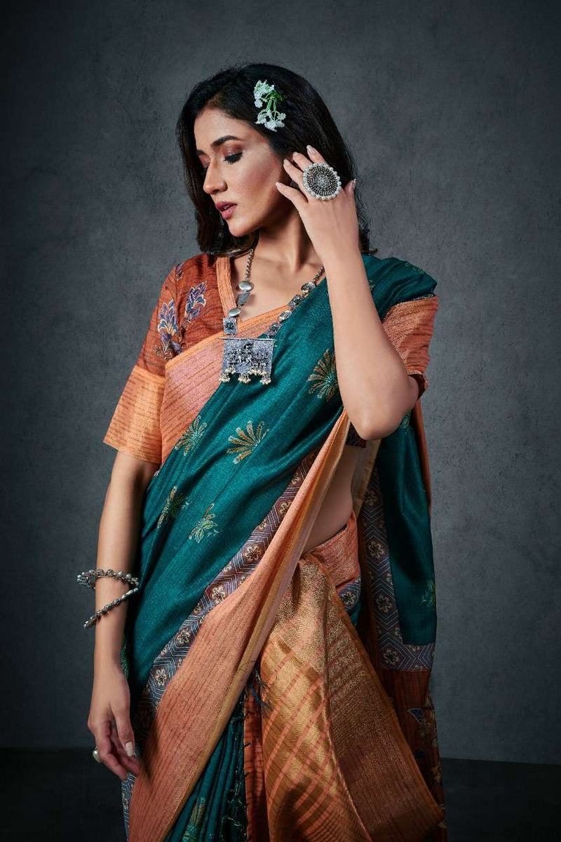 Rajyog Fabrics Aajarakh Silk Soft Cotton With Lagdi Patta Saree