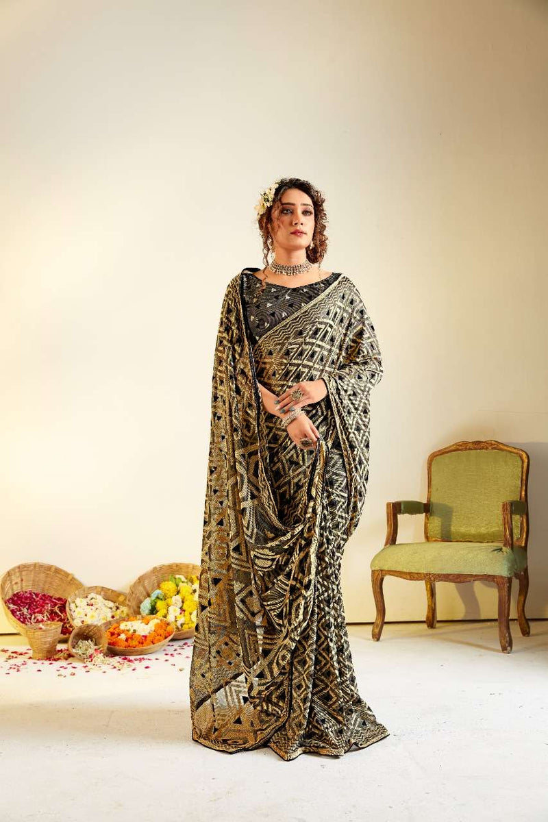 Rajyog Fabrics Silver Brasoo Silk Fancy Saree