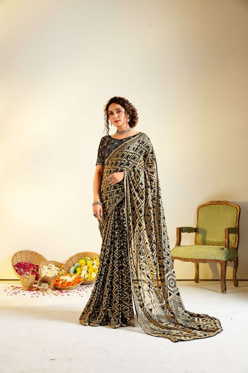 Rajyog Fabrics Silver Brasoo Silk Fancy Saree