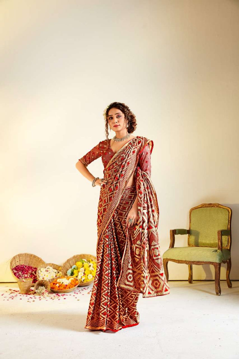 Rajyog Fabrics Silver Brasoo Silk Fancy Saree
