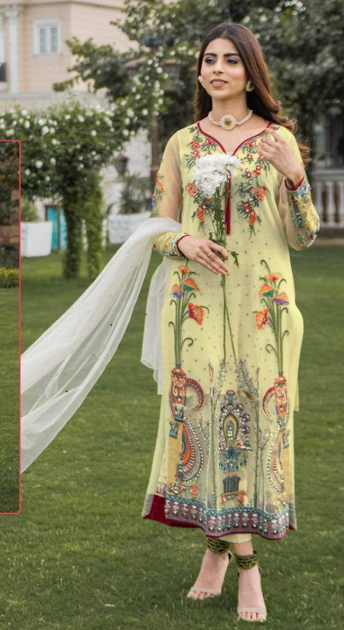 Ramsha R 355 Fox Georgette Heavy Embroidery Work Pakistani Salwar Kameez