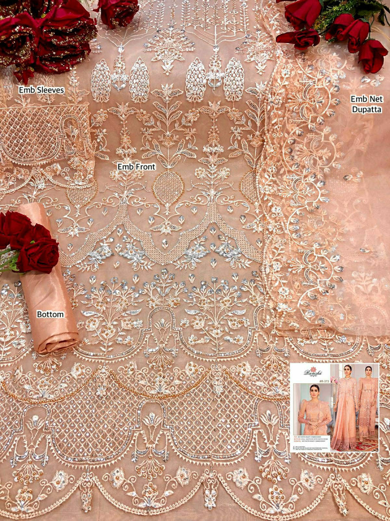 Ramsha Suit R 373 Net Embroidery Work Partywear Salwar Suit