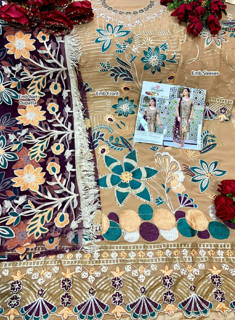 Ramsha Suit R 418 Georgette Heavy Embroidered Work Pakistani Suit
