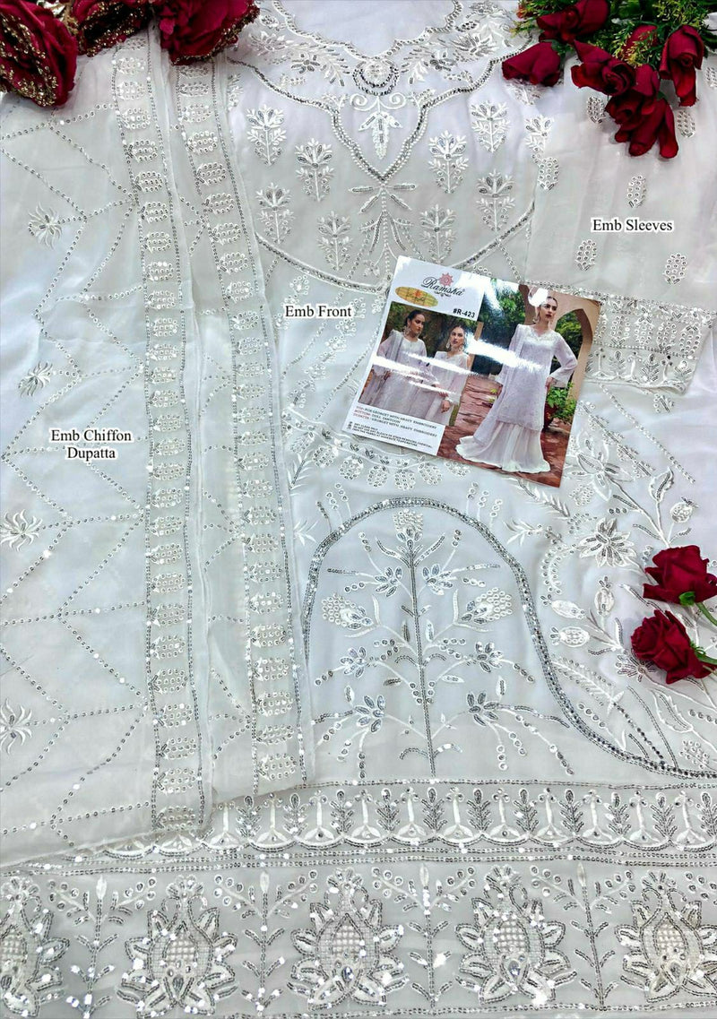 Ramsha Suit R 423 Georgette Embroidery Work Pakistani Salwar Kameez
