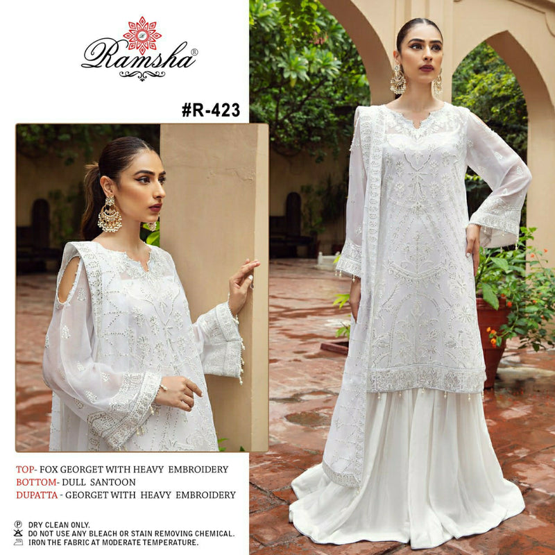 Ramsha Suit R 423 Georgette Embroidery Work Pakistani Salwar Kameez