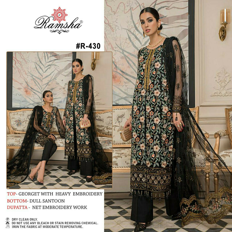 Ramsha Suit R 430 Georgette Embroidered Work Pakistani Salwar Suit