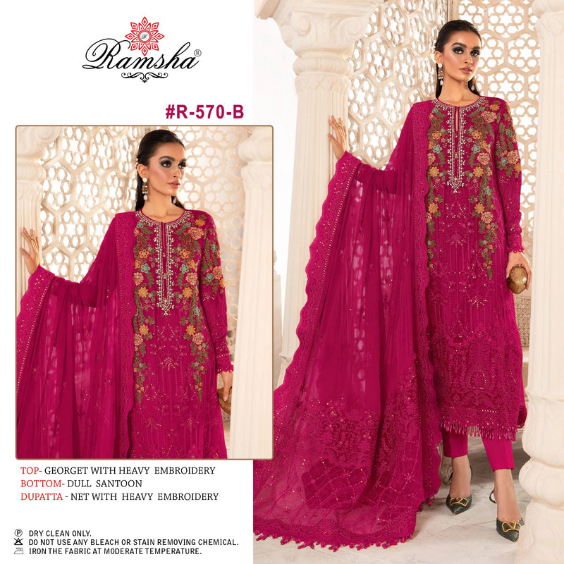 Ramsha Suit R 570 Nx Georgette Embroidered Pakistani Salwar Kameez