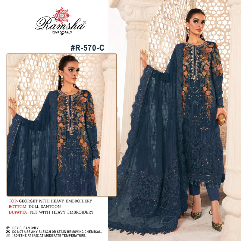 Ramsha Suit R 570 Nx Georgette Embroidered Pakistani Salwar Kameez